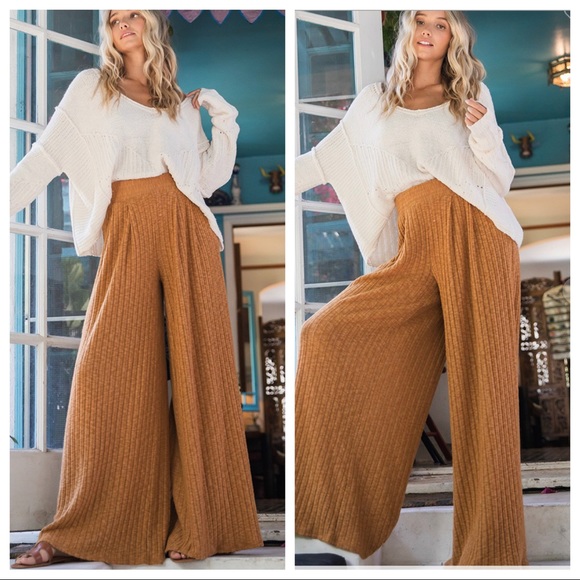 #19 Boho Wide Leg Solid Pants - Picture 2 of 2